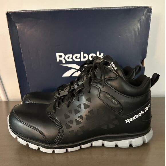 Reebok Sublite Cushion Work Waterproof Mid-Cut Boot Black/Gray Size 11W - Picture 4 of 10